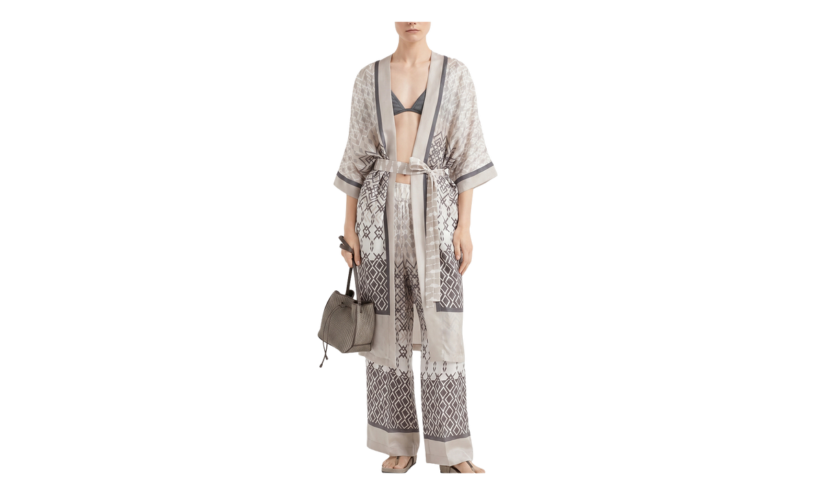 Patterned Silk Shirt WMNS "Beige" BRUN2756