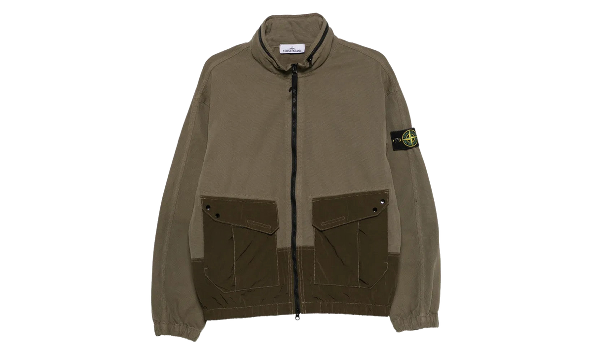 Garment Dyed Panama Cotton Canvas Bomber Jacket "Military Green" 1200039 S0482 V005G